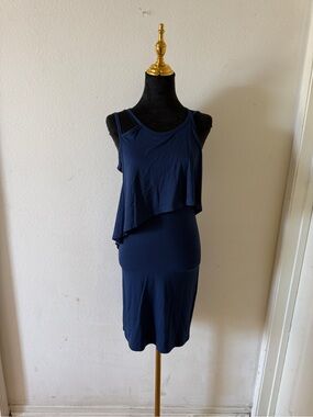 Alexander McQueen Navy Asymmetrical Layered Dress